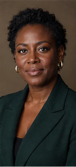 Headshot style sample with a warm brown background